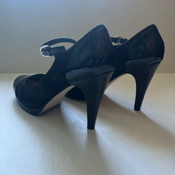 Franco Sarto Black Patent Leather and Suede Mary Jane Heels Women’s Size 8 - Picture 3 of 6